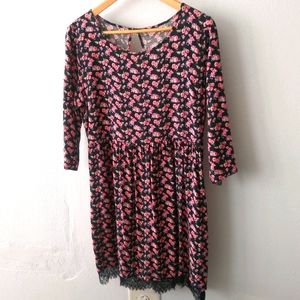 4/$20 Black and pink floral babydoll dress